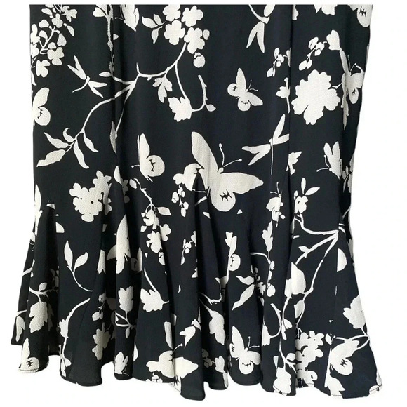 RSVP by TALBOTS |Black/White Floral Print Flowing Fit & Flare Midi Dress Size 10 - Picture 6 of 11